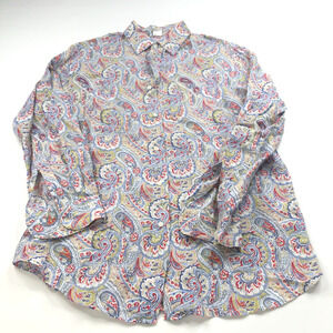 Robert Friedman 16/33 MED 100% Linen Italy Paisley Mens Button LS Shirt Blue